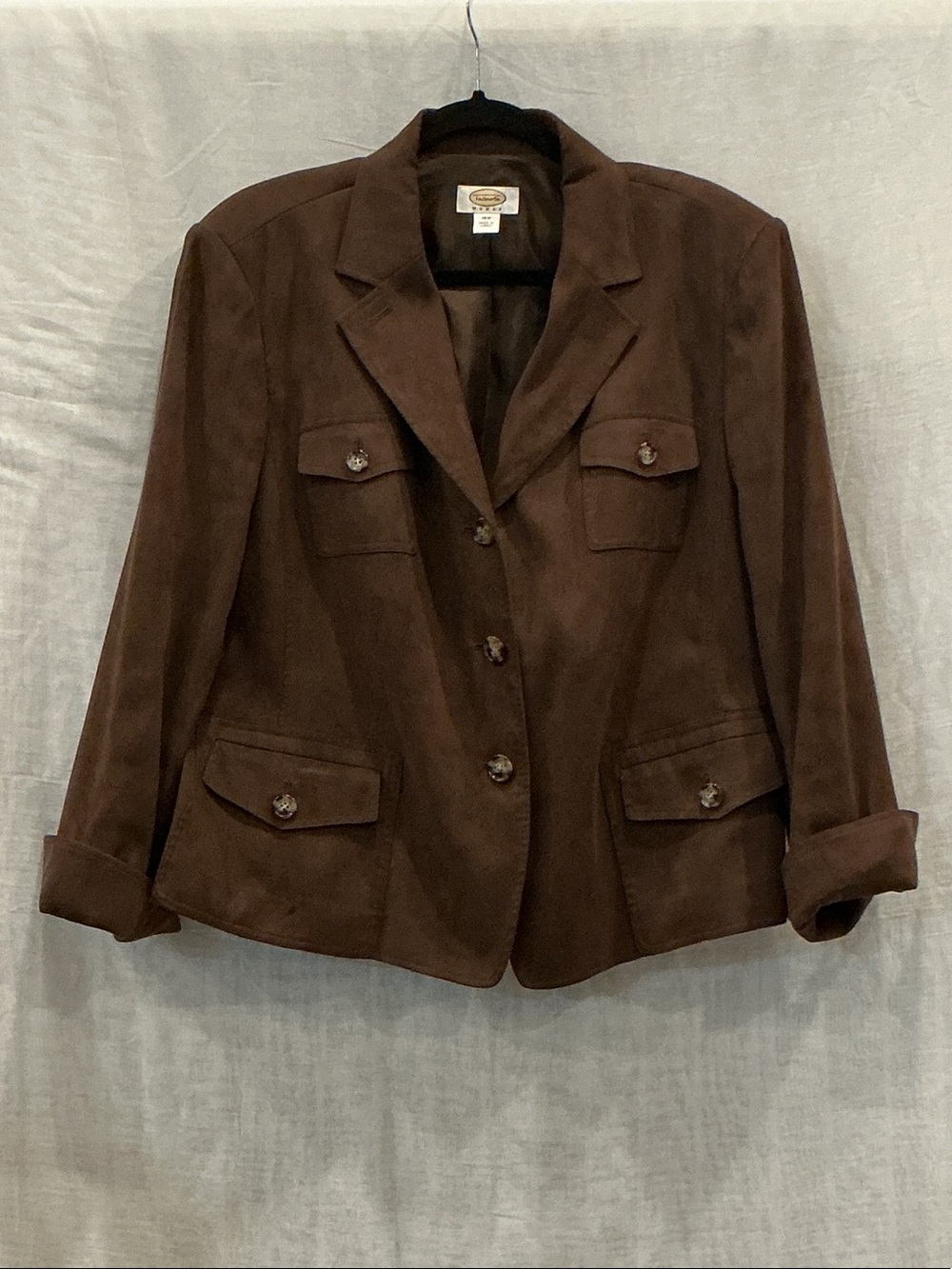 Women's Brown Suede Button-Front Blazer Jacket